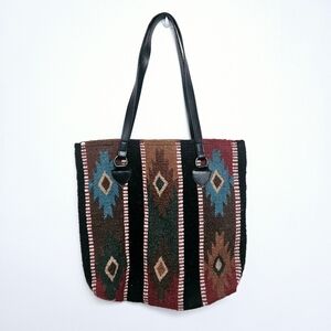 EL Paso Aztec Pattern  Native Handwoven Full zip Wool Blend Shoulder Bag